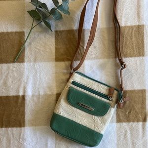 Stone Mountain Green + White Leather Crossbody